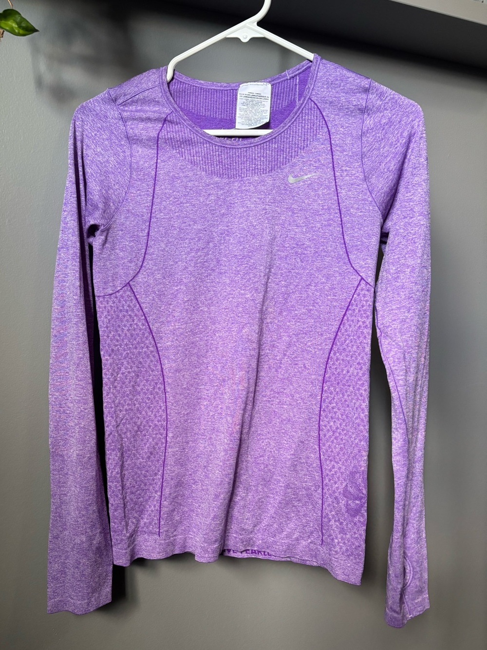 Nike Purple Long Sleeve Dry Fit Workout Top